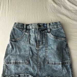 Denim Mini Skirt with Pockets